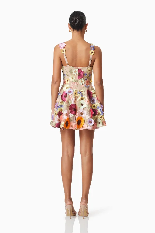 Moana Floral Embellished Mini Dress in Pink