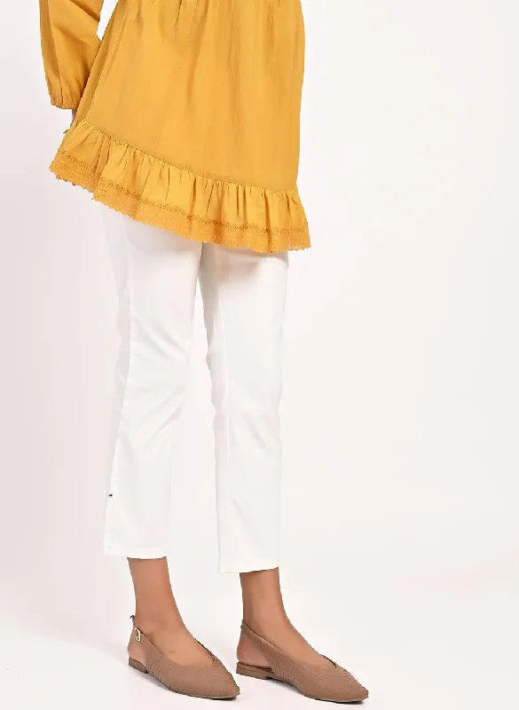 Mustard Thigh-length Boho Tunic  with Collar and Full Sleeves