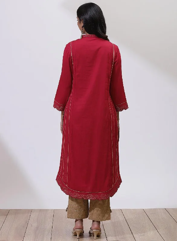 Fuchsia Sequins Work Pleated Kurta