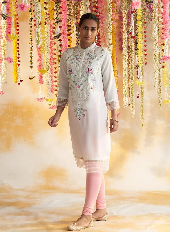 Pearl White Kurta With Embroidery