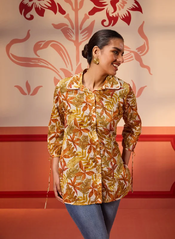 Phulwari Umber Printed Cotton Shirt for Women