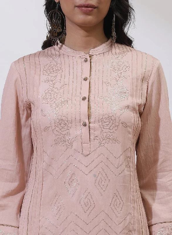 Pink Sequins Work Pleated Kurta