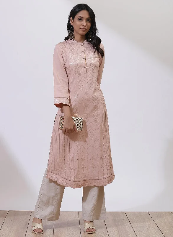 Pink Sequins Work Pleated Kurta