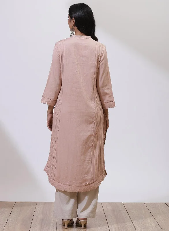 Pink Sequins Work Pleated Kurta