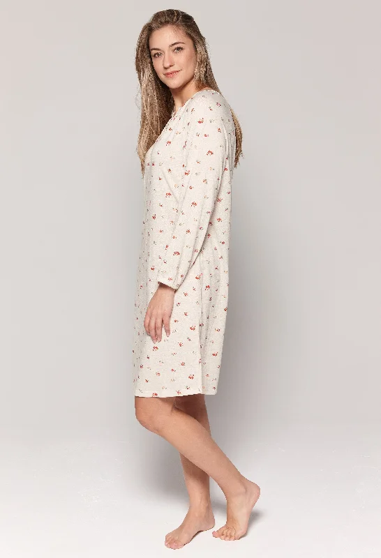 Robe de nuit à manches longues imp. de petites fleurs