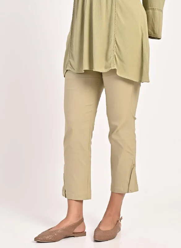 Sage Green Collared Tunic with Embroidery at Yoke