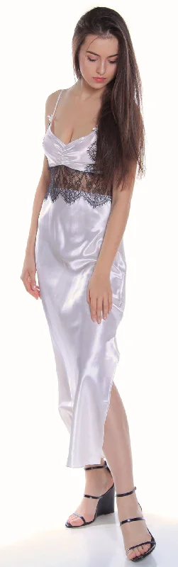 Women's Silky Nightgown With Eyelash Lace #6077