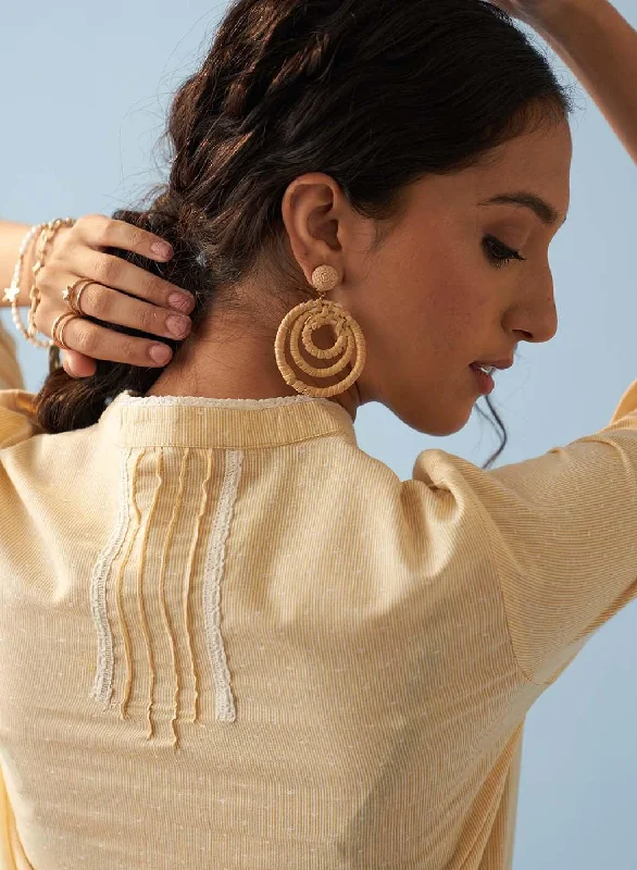 Yellow Embroidered Shirt with Lace Detailing