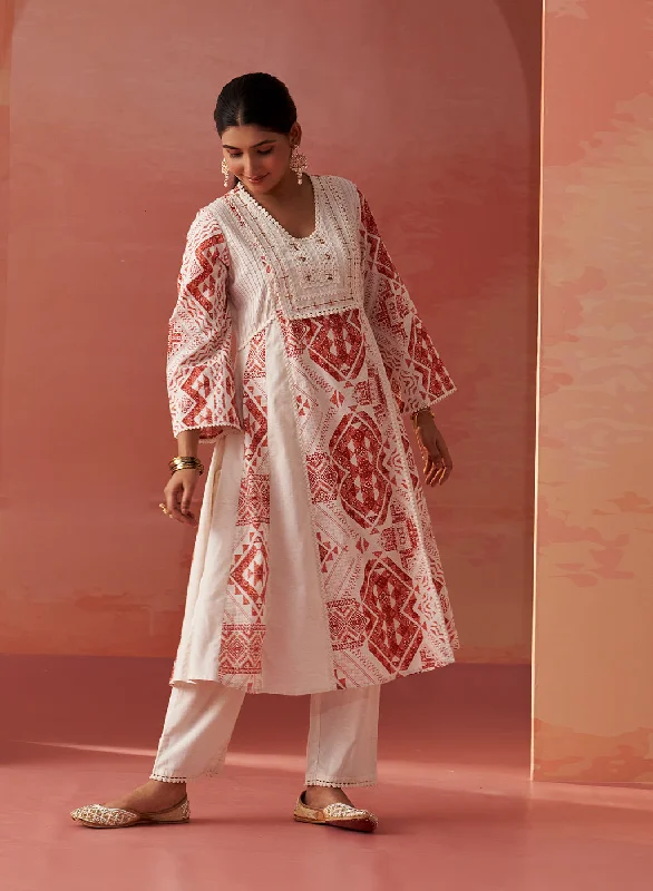 Zubia Rust Printed khadi Cotton Co-ord Set