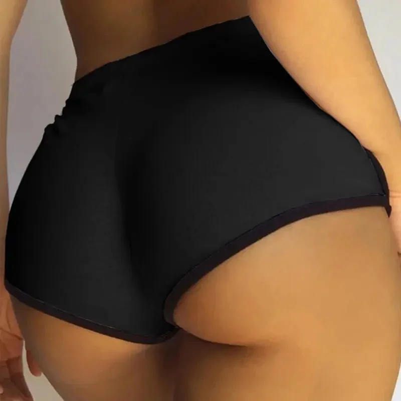 HLS White Black High Waist Booty Shorts.