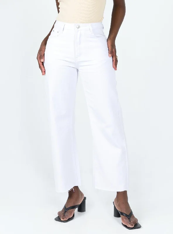 Cece Hammer Wide Leg Jeans White