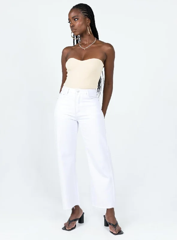 Cece Hammer Wide Leg Jeans White