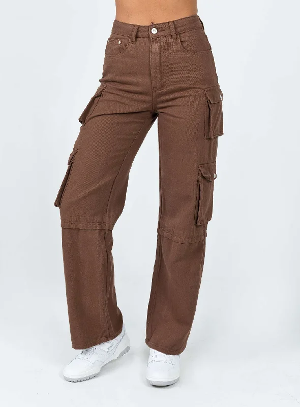 Darla Cargo Denim Jeans Brown