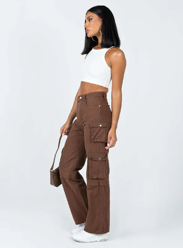 Darla Cargo Denim Jeans Brown