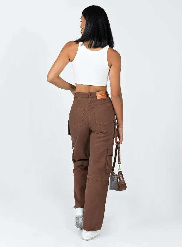 Darla Cargo Denim Jeans Brown