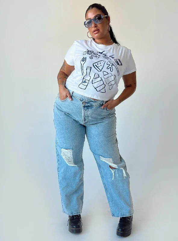 Holly Asymmetric Ripped Leg Jeans Curve