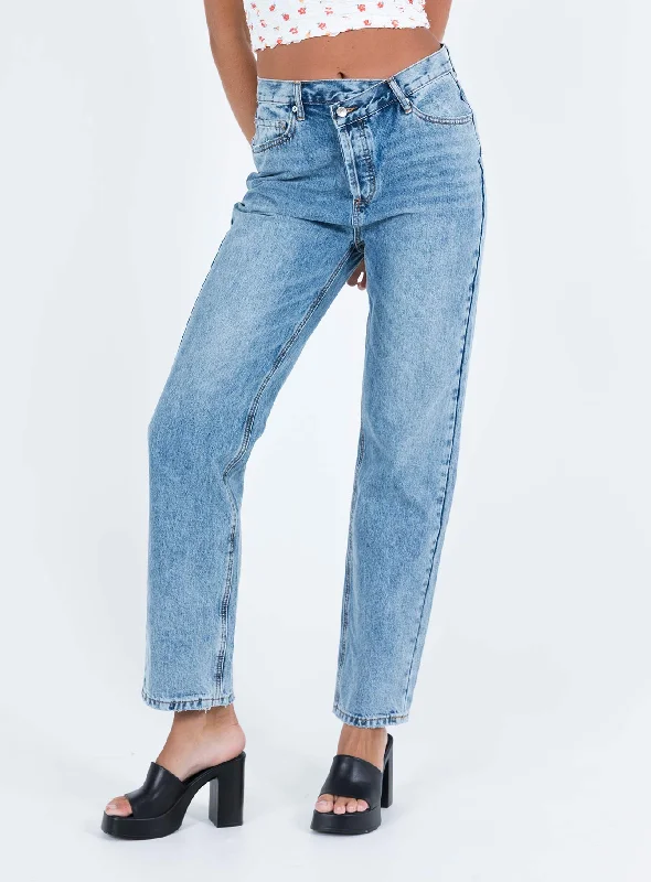 Holly Asymmetric Straight Leg Jean Light Wash Tall