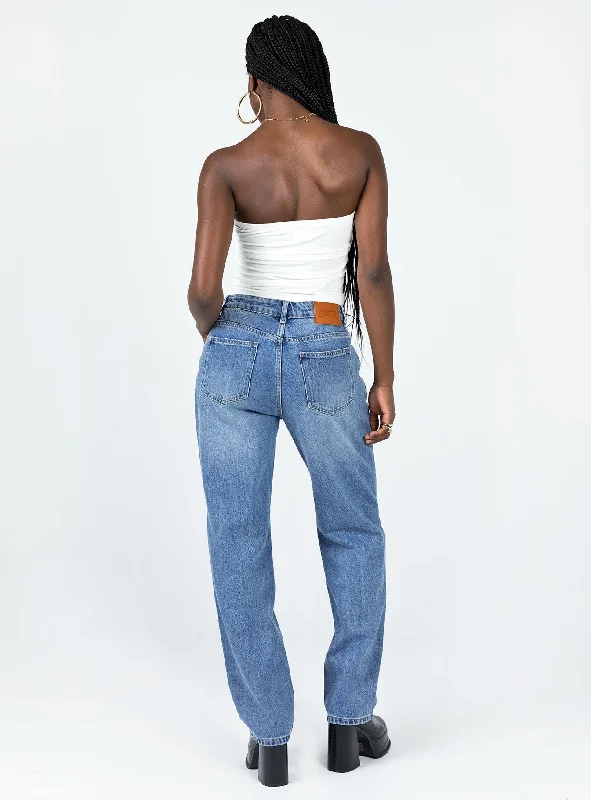 Mick Mid Wash Low Rise Jean Denim