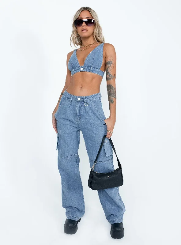 Paige Mid Rise Cargo Jean Denim