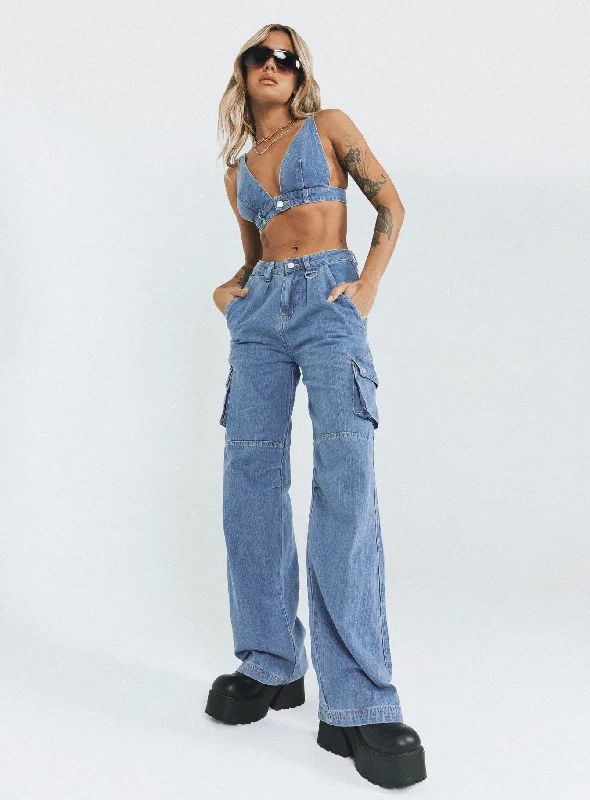 Paige Mid Rise Cargo Jean Denim