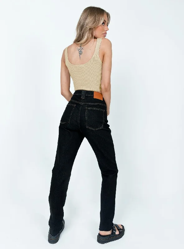 The Breanne 70s High Rise Jean Black