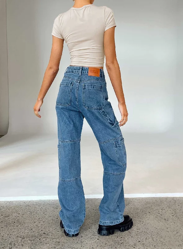 Saffie Wide Leg Jeans Mid Wash Denim