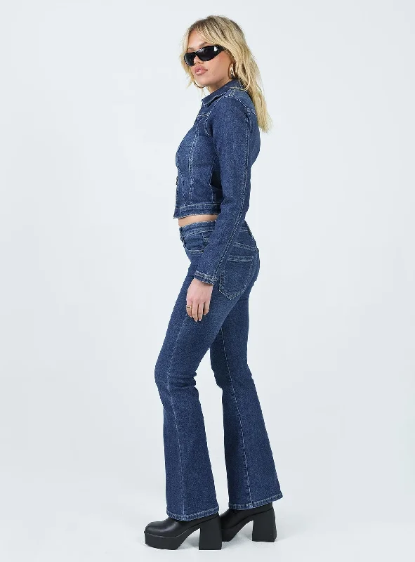 Samner Low Rise Bootcut Jeans Dark Blue