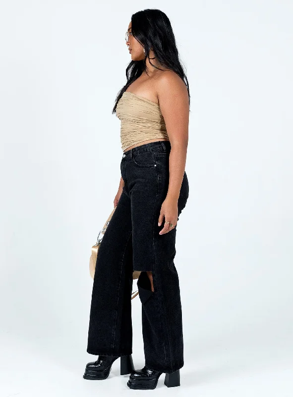 Sevina Wide Leg Denim Jeans Black