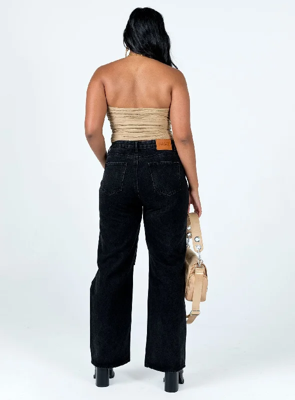 Sevina Wide Leg Denim Jeans Black