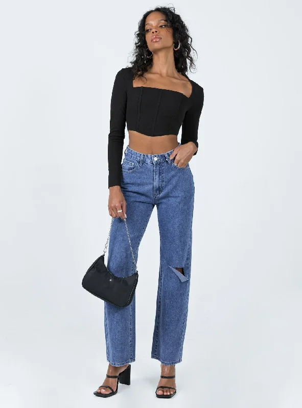 Sevina Wide Leg Denim Jeans Dark Wash