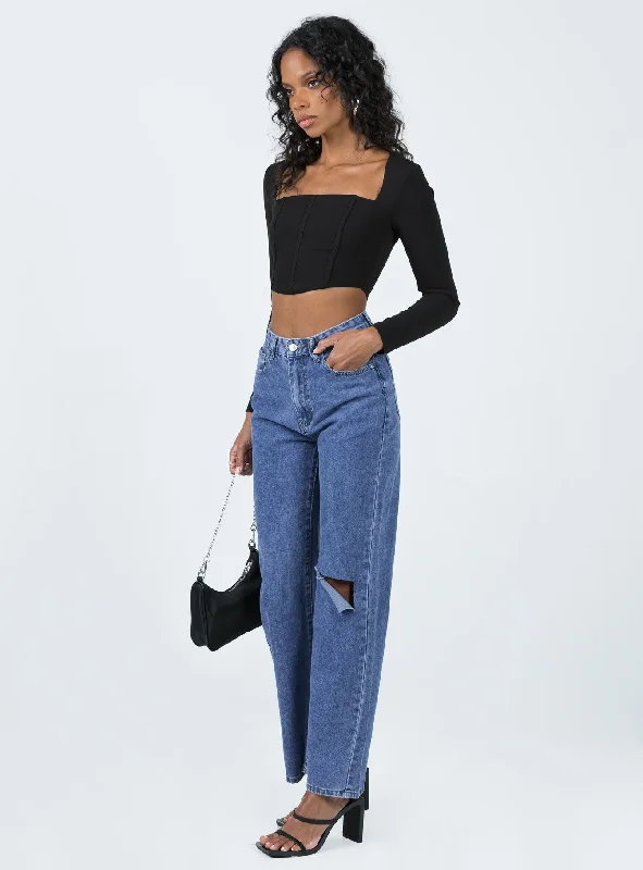 Sevina Wide Leg Denim Jeans Dark Wash