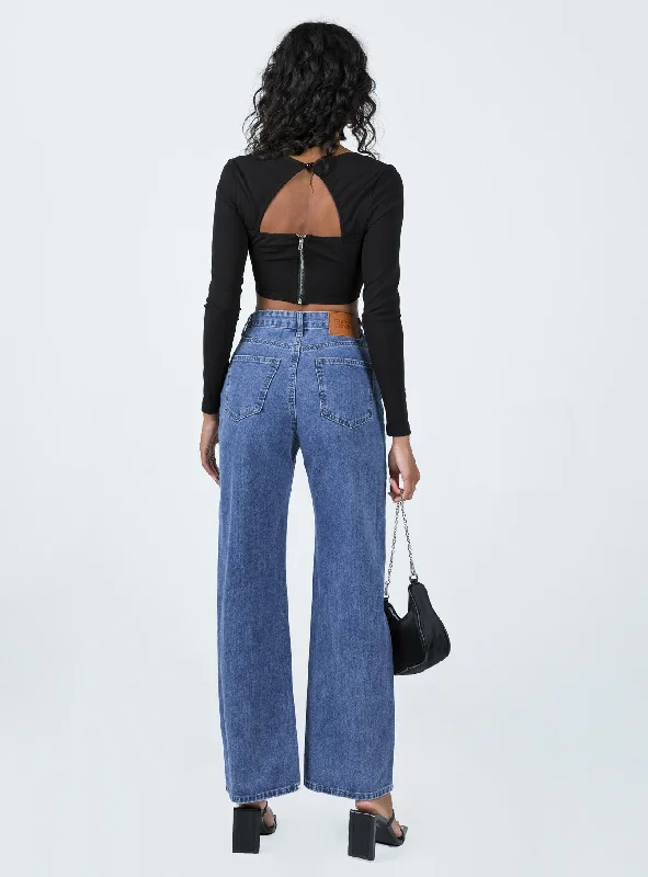 Sevina Wide Leg Denim Jeans Dark Wash