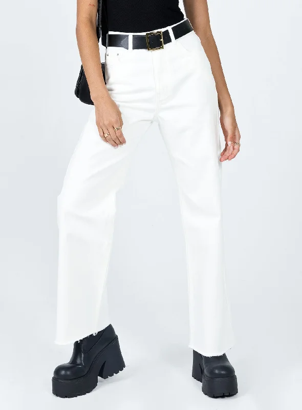 Tashena Wide Leg Denim Jeans White