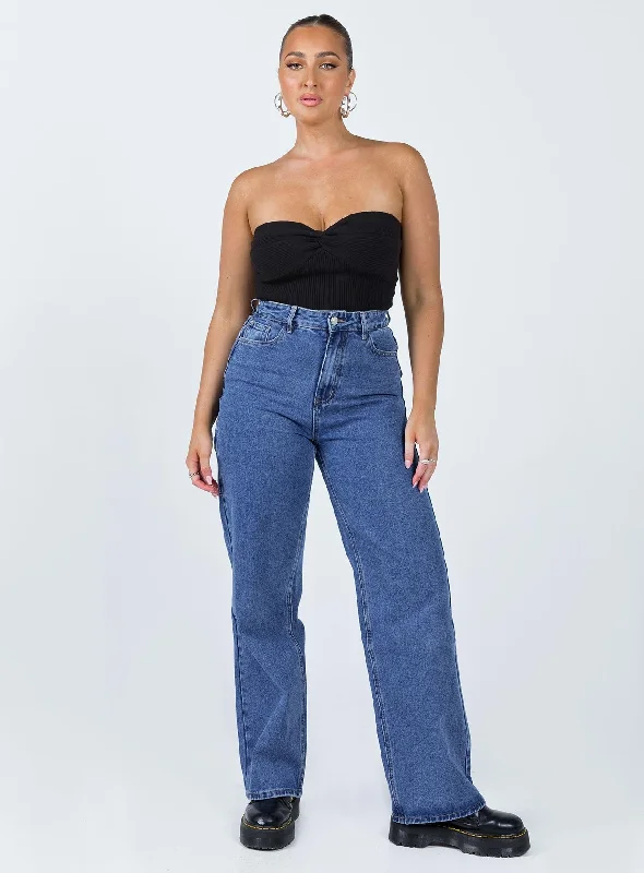 Theore High Waisted Mom Jean Mid Wash Denim