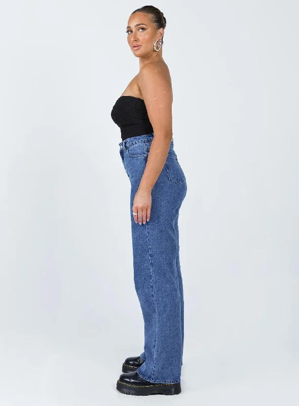 Theore High Waisted Mom Jean Mid Wash Denim