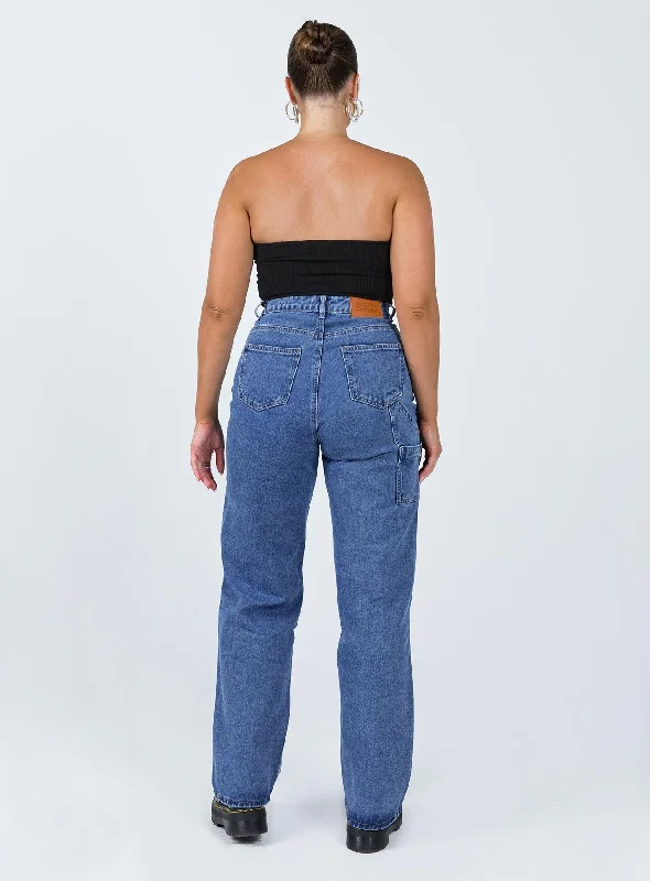 Theore High Waisted Mom Jean Mid Wash Denim