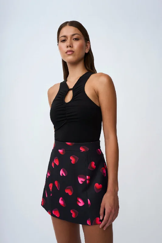 Bubble Heart Mini Skirt | Final Sale - Black Red Pink