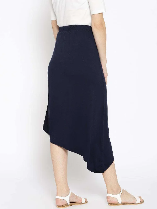 Women's Navy Viscose Elastane Knit Skirt