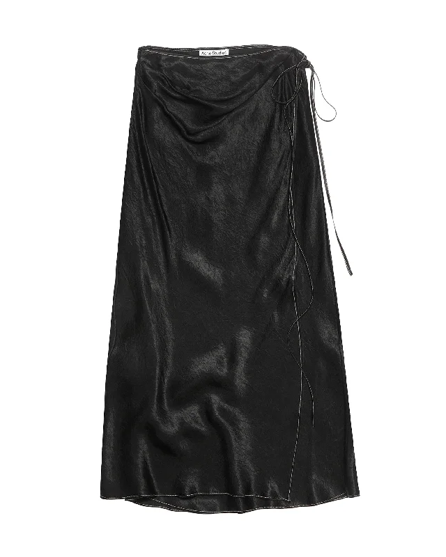 Textured Satin Wrap Skirt