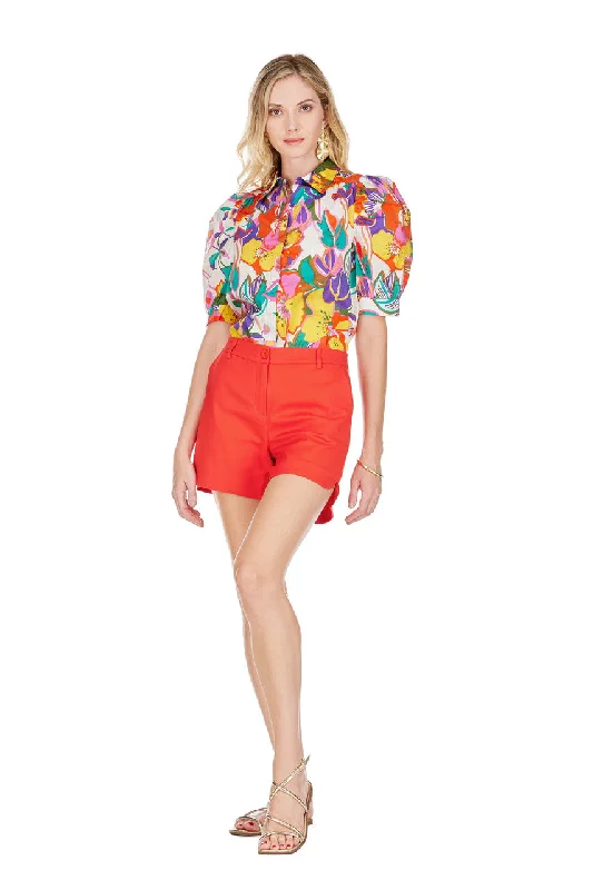 Tropical Floral Puff Sleeve Blouse