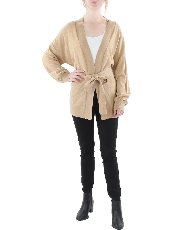 Bryssa Womens Open Front Belted Cardigan Sweater