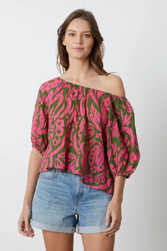 CANDICE PRINTED COTTON GAUZE TOP