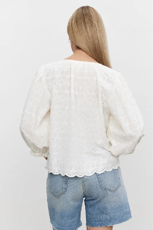 CORINA EMBROIDERED COTTON TOP