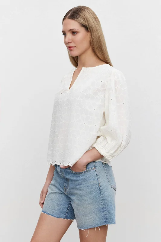 CORINA EMBROIDERED COTTON TOP