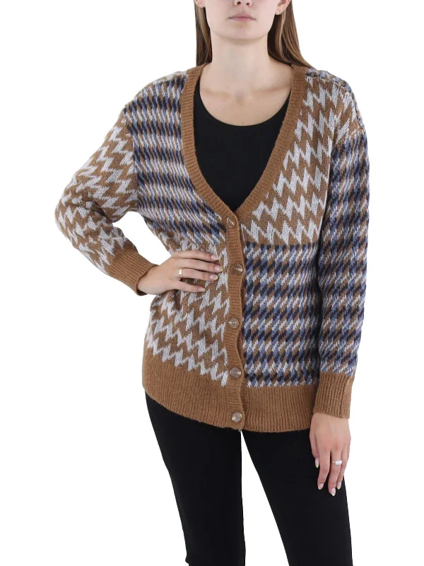 Enzo Womens V Neck Button Up Cardigan Sweater