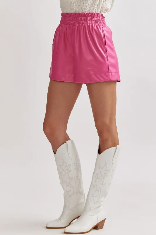 Far Away Faux Leather Hot Pink Shorts