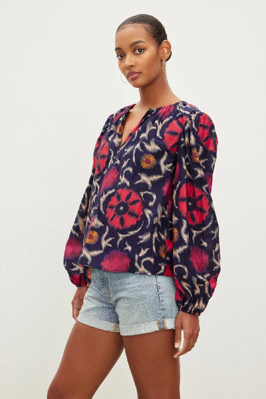 FRASER PRINTED SILK COTTON VOILE TOP