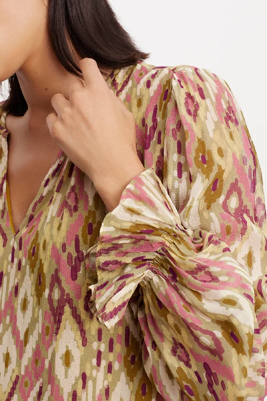 KATHY PRINTED V-NECK BLOUSE