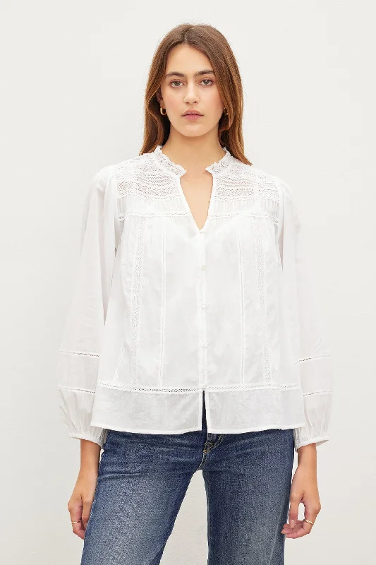 LIAM COTTON LACE BUTTON FRONT TOP