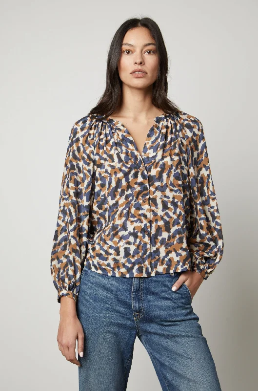 MELINDA PRINTED BUTTON-UP TOP